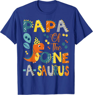 Papa Of The One-A-Saurus 1St Birthday Dinosaur Party T-Shirt - T-Shirt | Royal