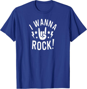 I Wanna Rock Hand Sign Loud Music Lover Rebel Humor Vibes T-Shirt - T-Shirt | Royal