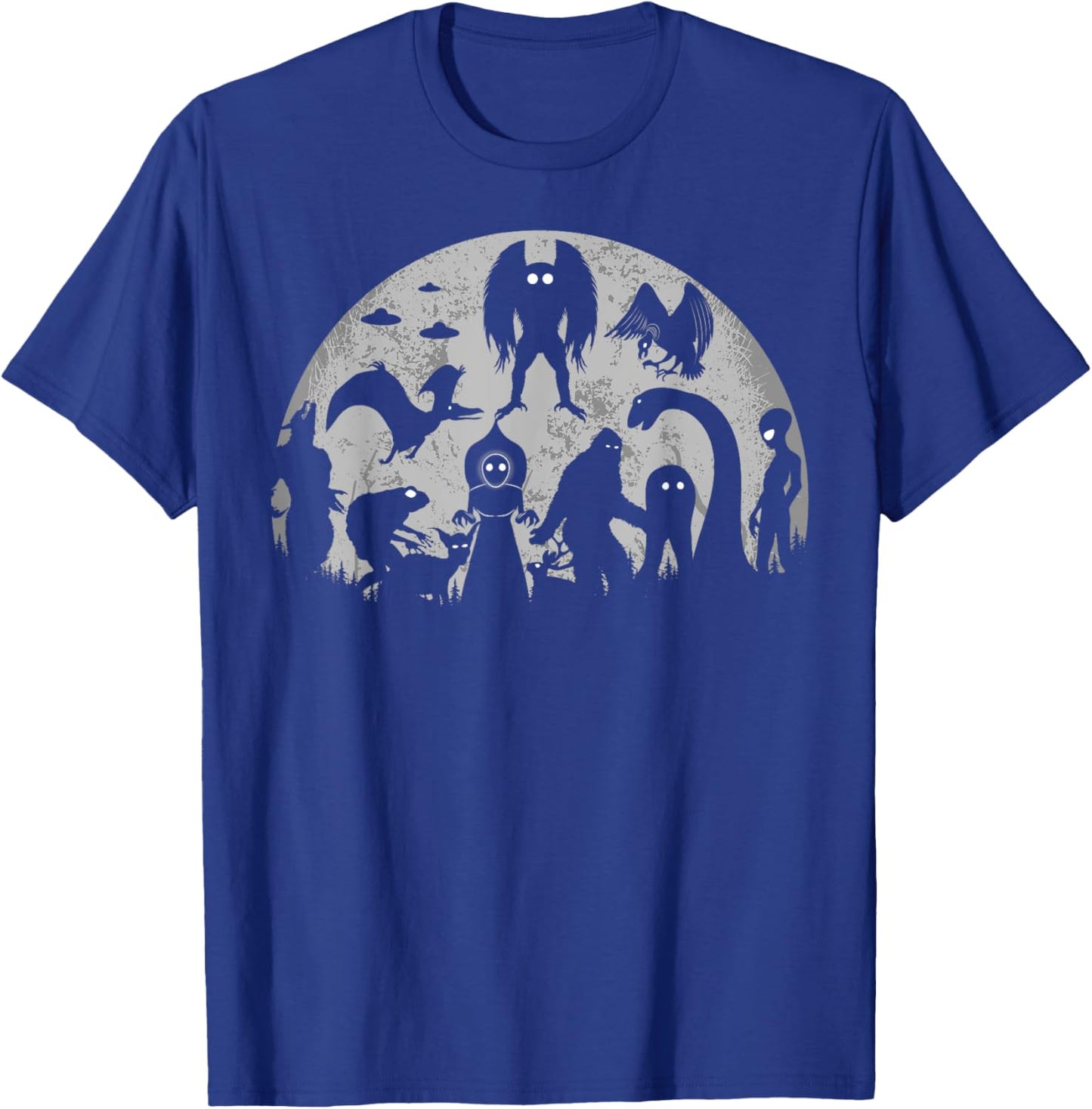 Bigfoot Loch Ness Monster Mothman And Aliens Funny Cryptid T-Shirt - T-Shirt | Royal