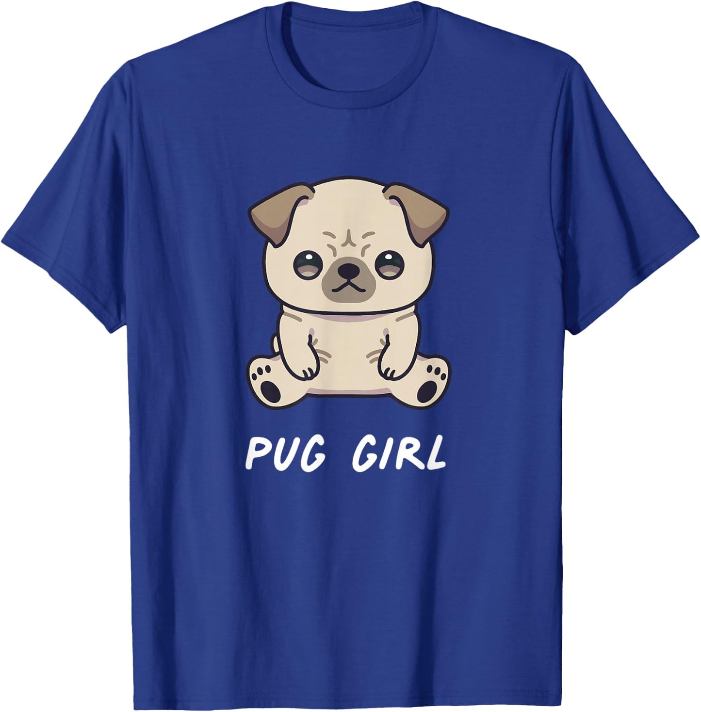 Pug Girl Cute Funny Kawaii Anime Dog Lover Owner Family T-Shirt - T-Shirt | Royal