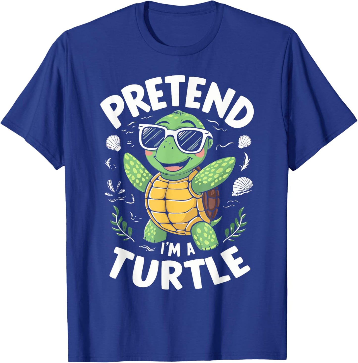 Pretend I'm A Turtle Halloween Party Pretend I'm A Turtle Funny Lazy Halloween Matching -Adults, -Kids Black Cartoon Turtle Neck Short Sleeve Size: Small T-Shirt - T-Shirt | Royal