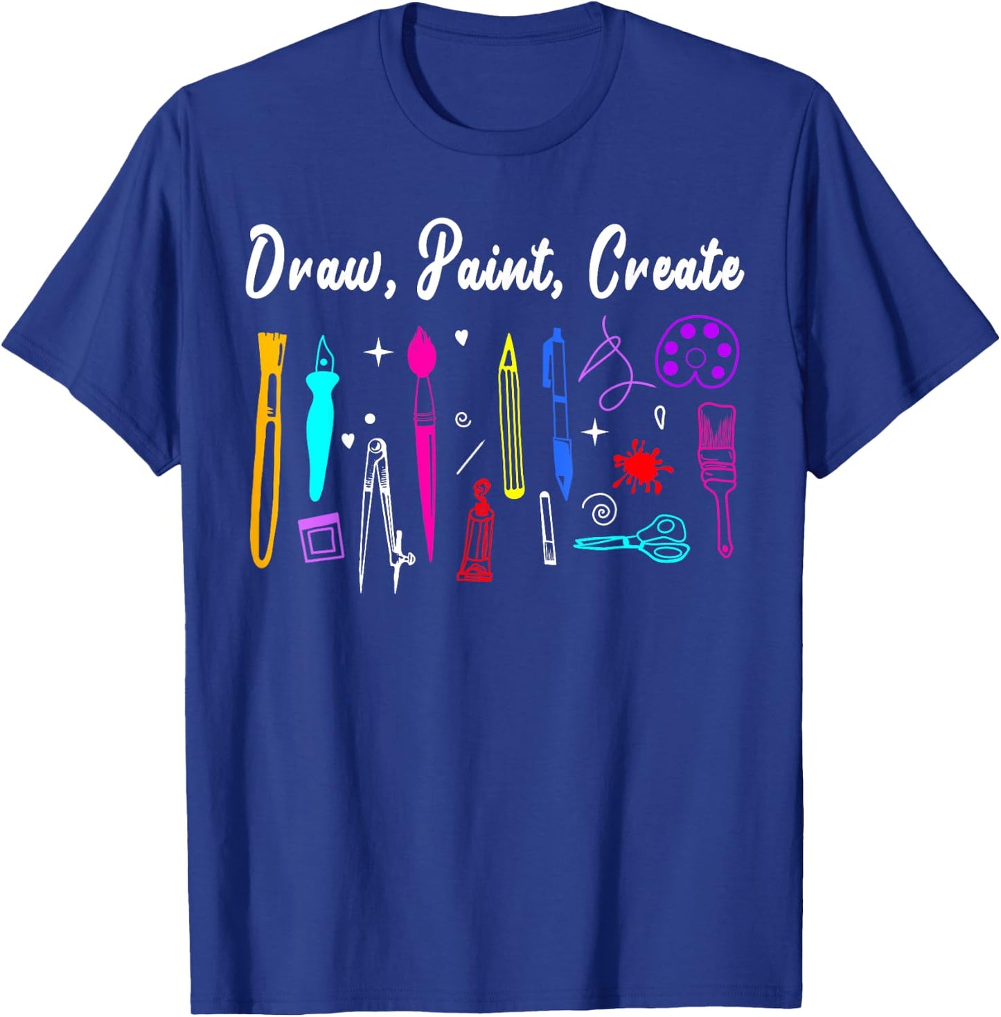 Draw Paint Create Artist Funny Art Teacher Gift Women Kids T-Shirt - T-Shirt | Royal