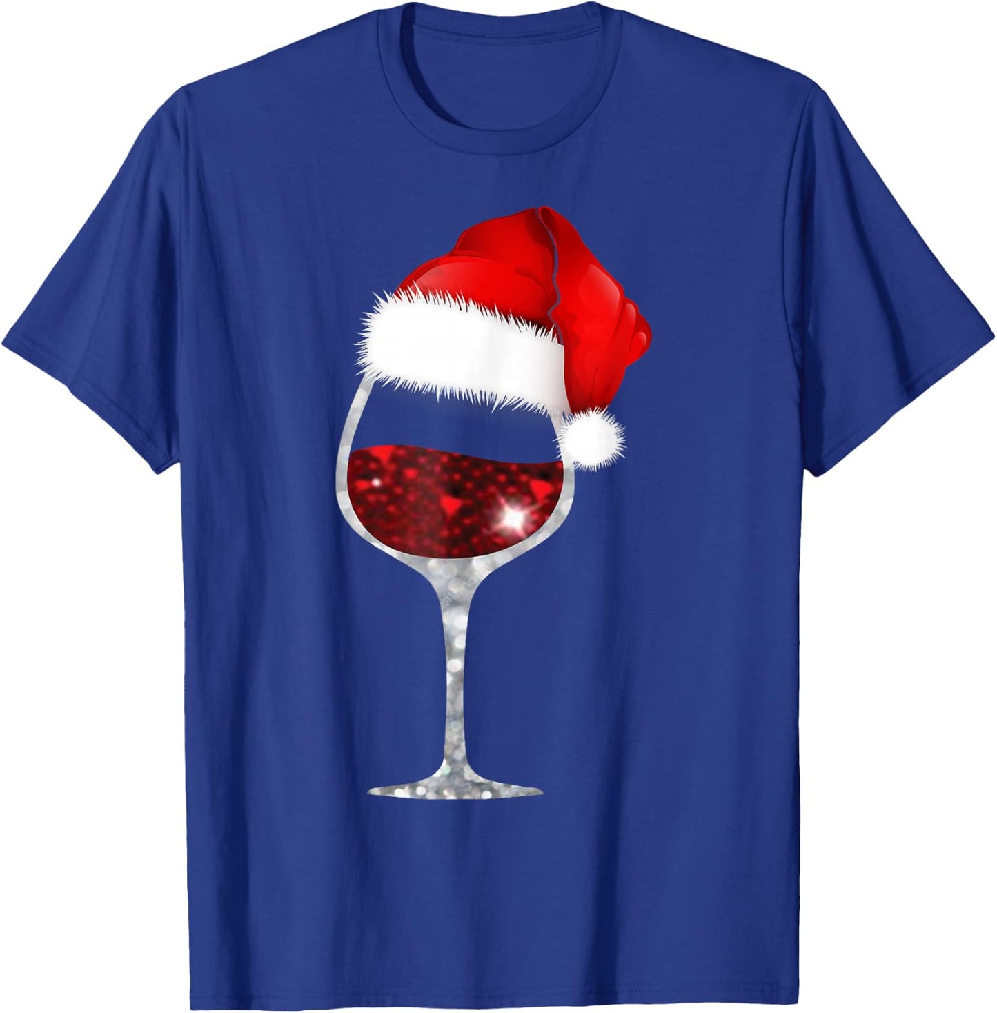Wine Glass Xmas Christmas Wine Lovers Santa Hat Gift T-Shirt - T-Shirt | Royal