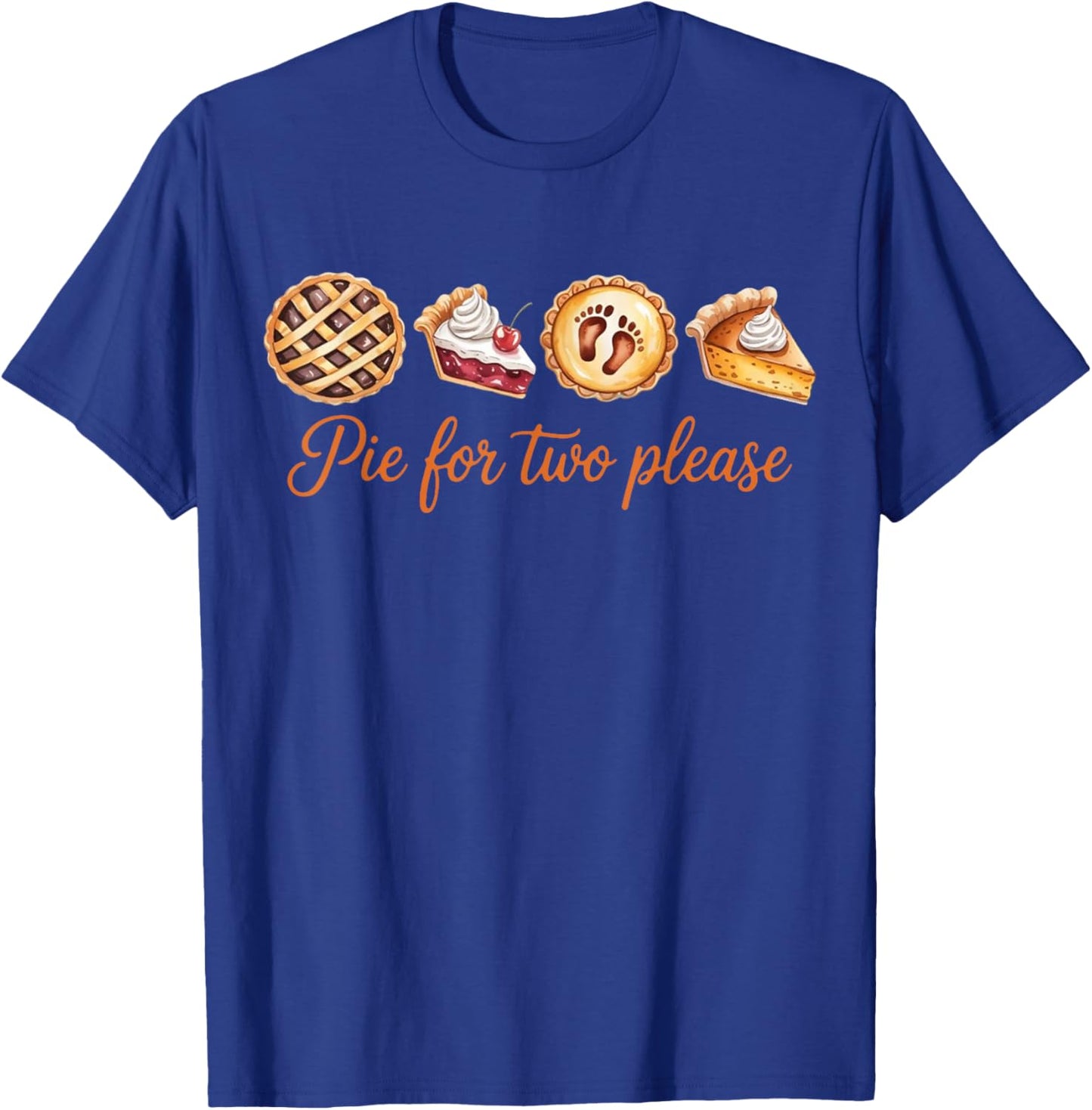 Pie for Two Please Retro Thanksgiving Pregnancy Announcement T-Shirt - T-Shirt | Royal
