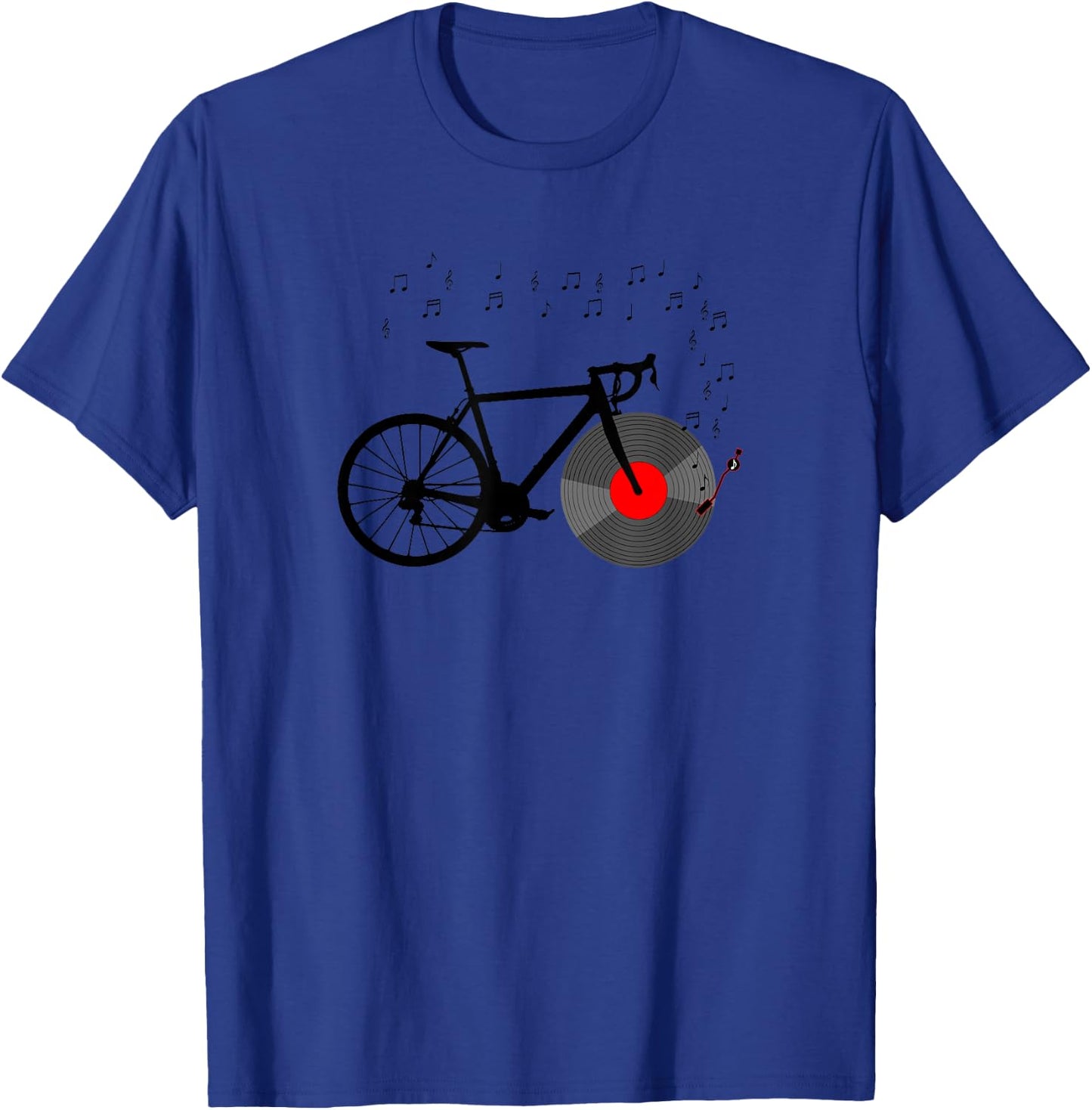 Bicycle Vinyl Record Player Bike Sound Music Notes T-Shirt - T-Shirt | Royal