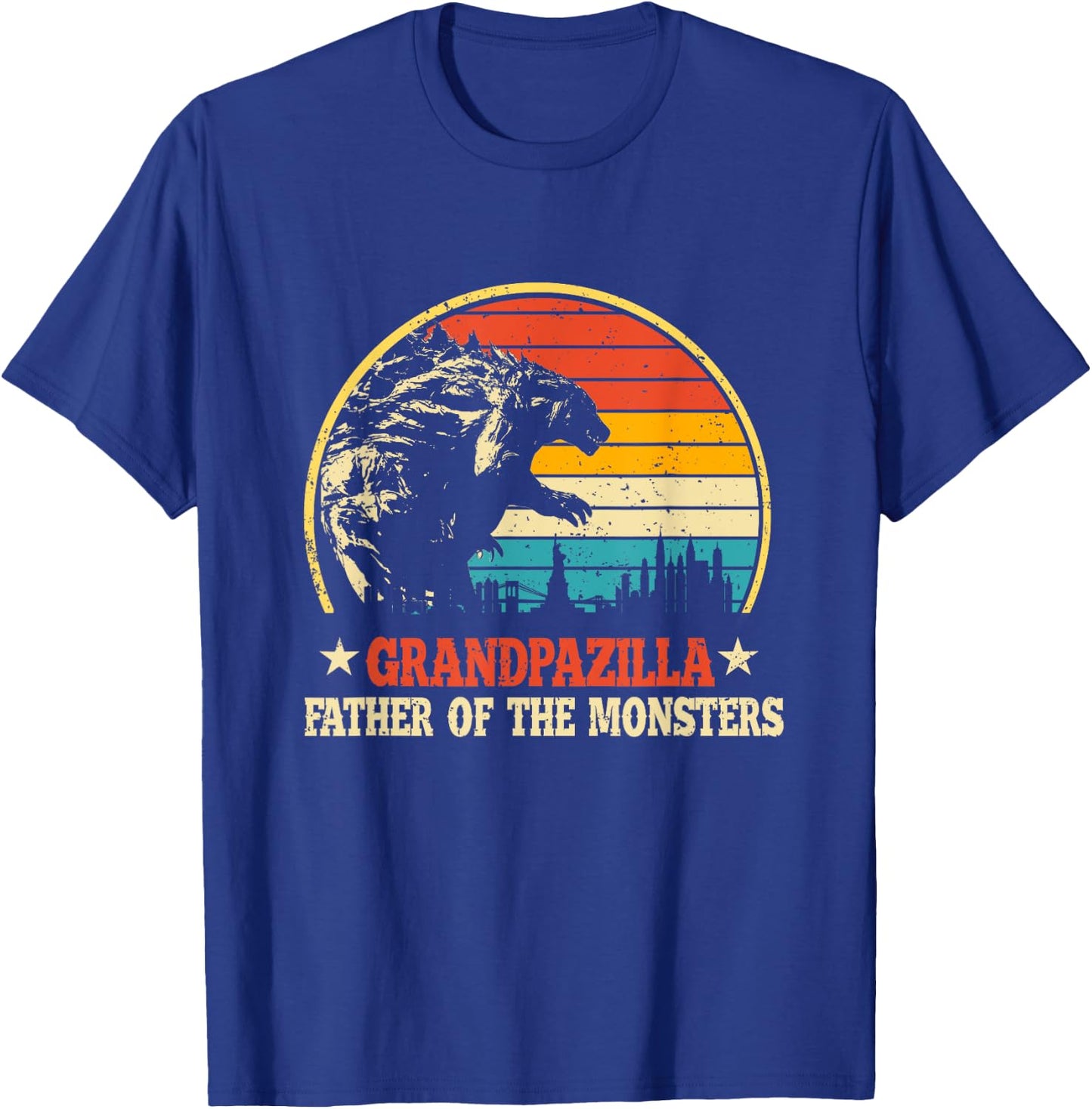 Grandpazilla Grandpa Of The Monsters Vintage Father's Day T-Shirt - T-Shirt | Royal