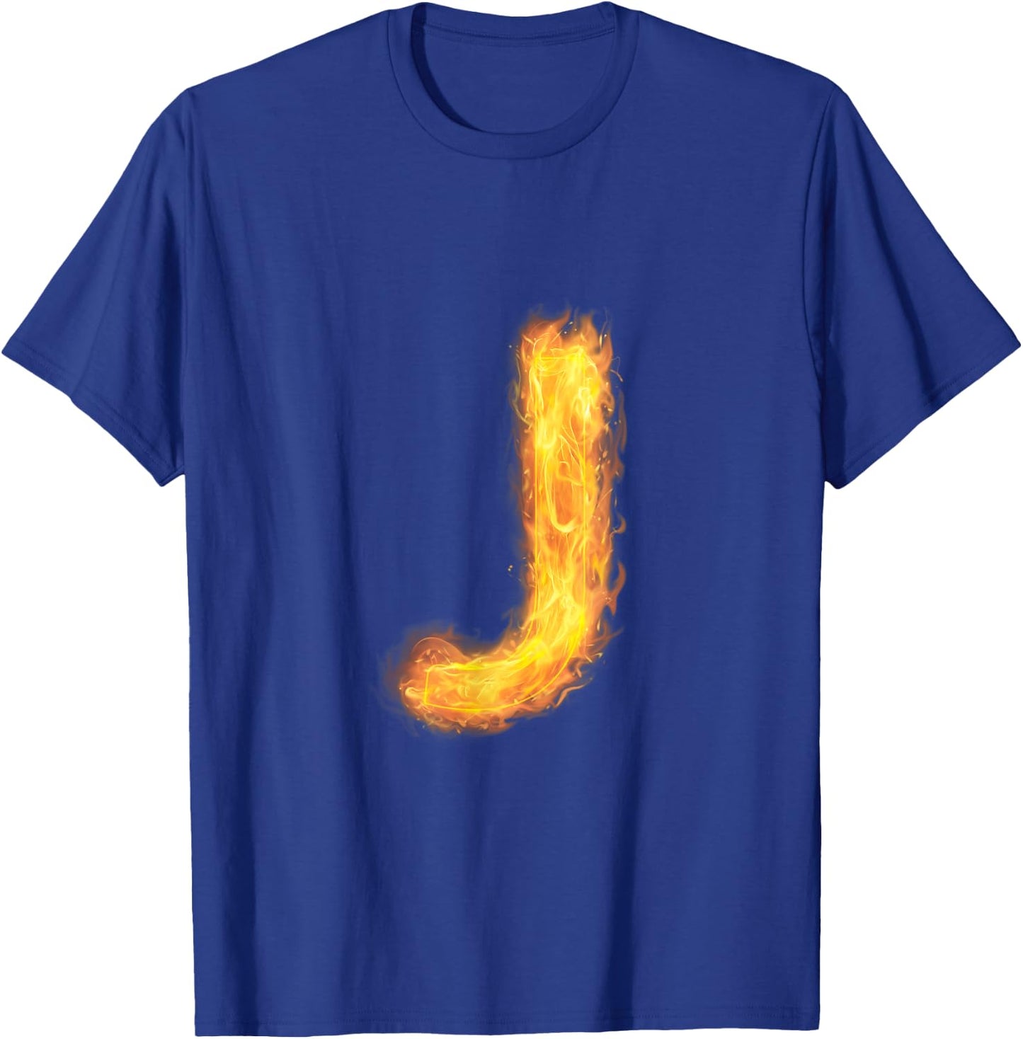 Letter J Sign Alphabet Last Name Consonants Fire Flame Gift T-Shirt - T-Shirt | Royal