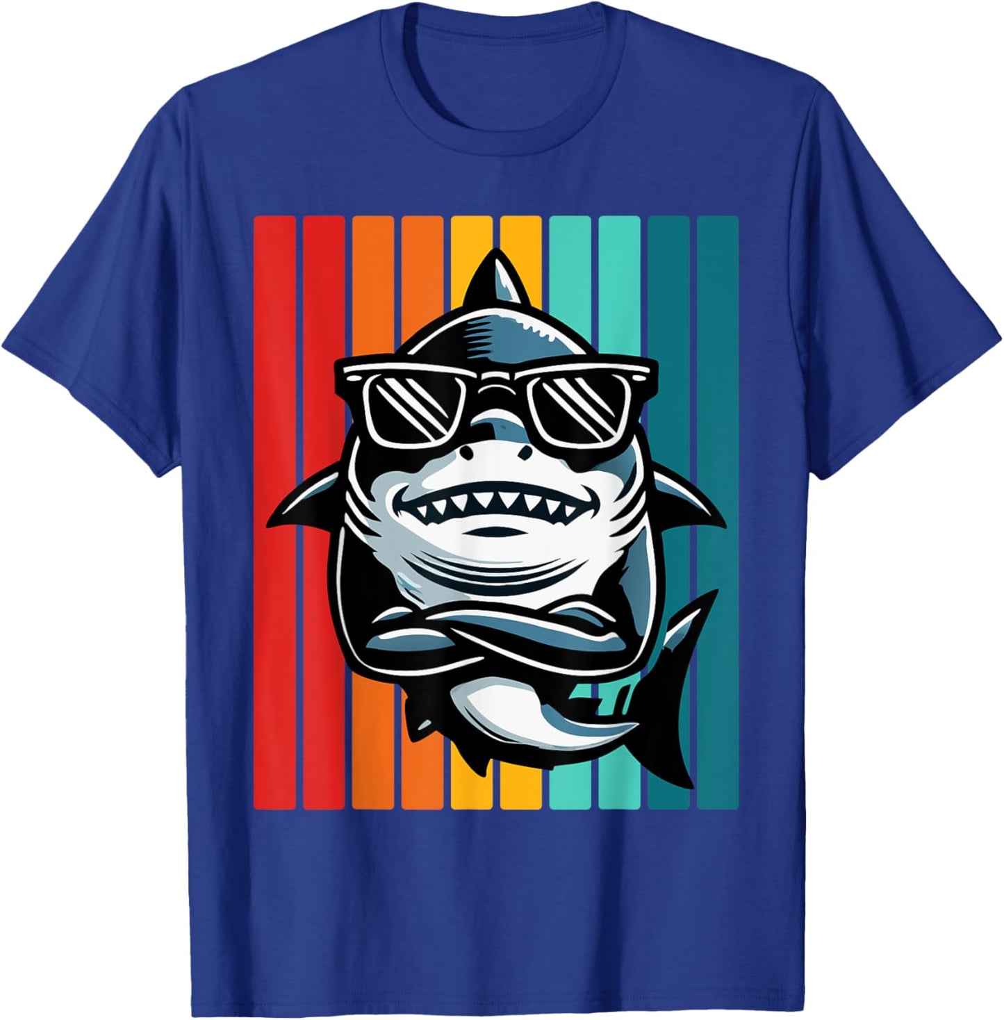 Cool Retro Shark in Sunglasses 70s 80s 90s Funny Shark T-Shirt - T-Shirt | Royal