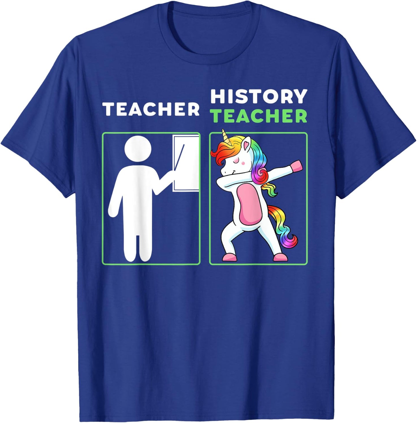 History Teacher Dabbing Professor Educator Unicorn T-Shirt - T-Shirt | Royal