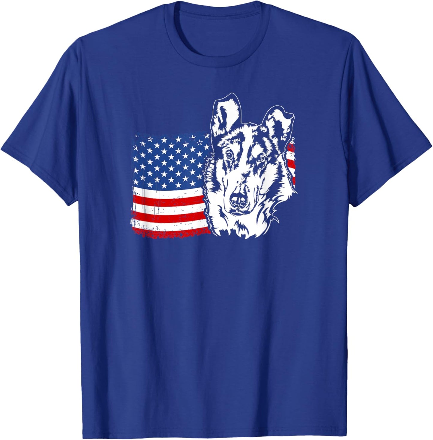 Proud Smooth Collie American US Flag Patriotic Dog Men Women T-Shirt - T-Shirt | Royal