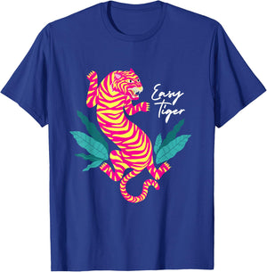 Tiger Apparel & Clothing Retro Hip Fashion Graphic - Women's -Adults Black Animal Print Classic Fit Short Sleeve - Small T-Shirt - T-Shirt | Royal