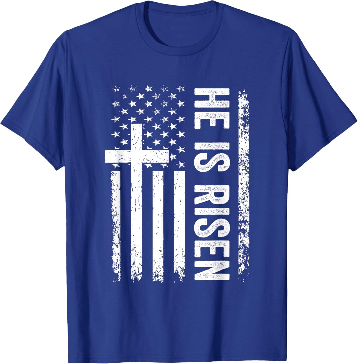 He Is Risen Christian Faith Religious Jesus Cross T-Shirt - T-Shirt | Royal