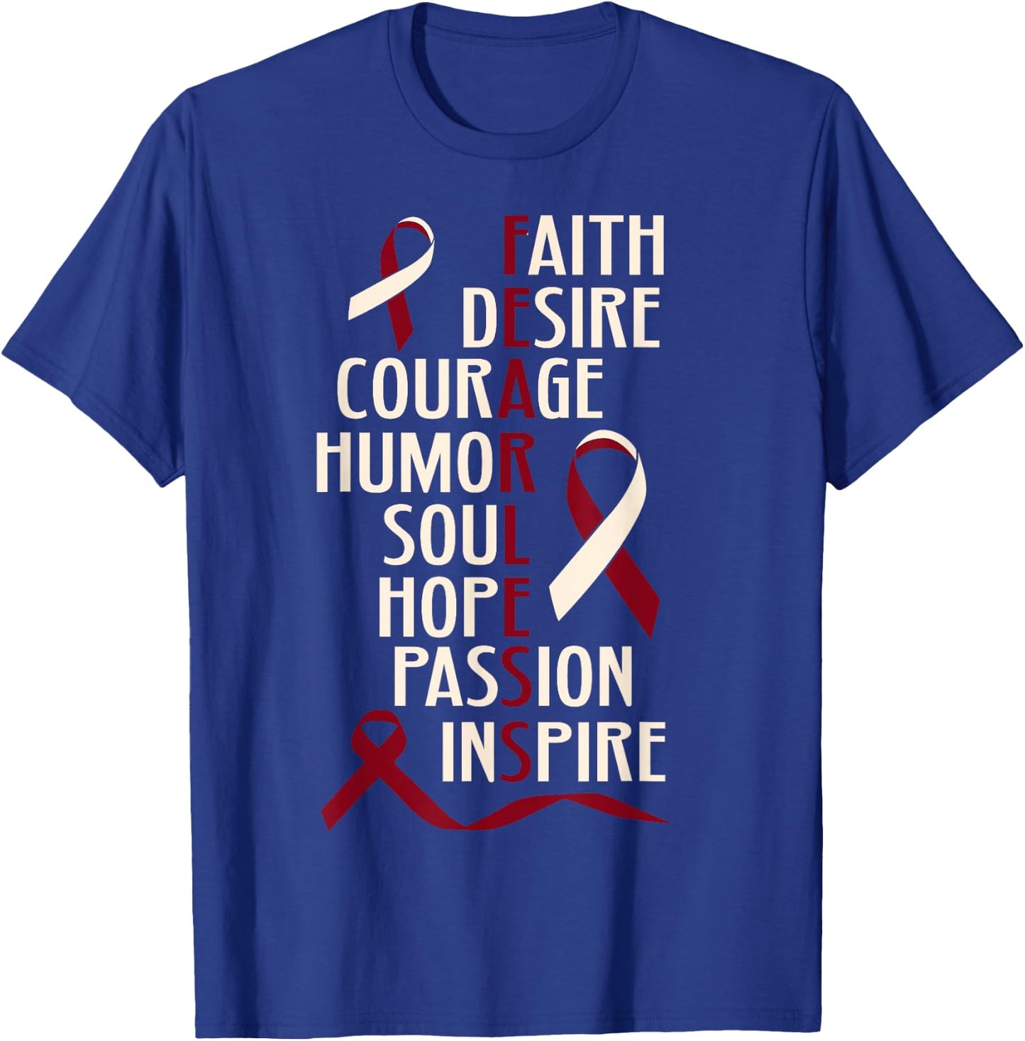 Oral Head Neck Cancer Awareness Fearless Inspirational T-Shirt - T-Shirt | Royal