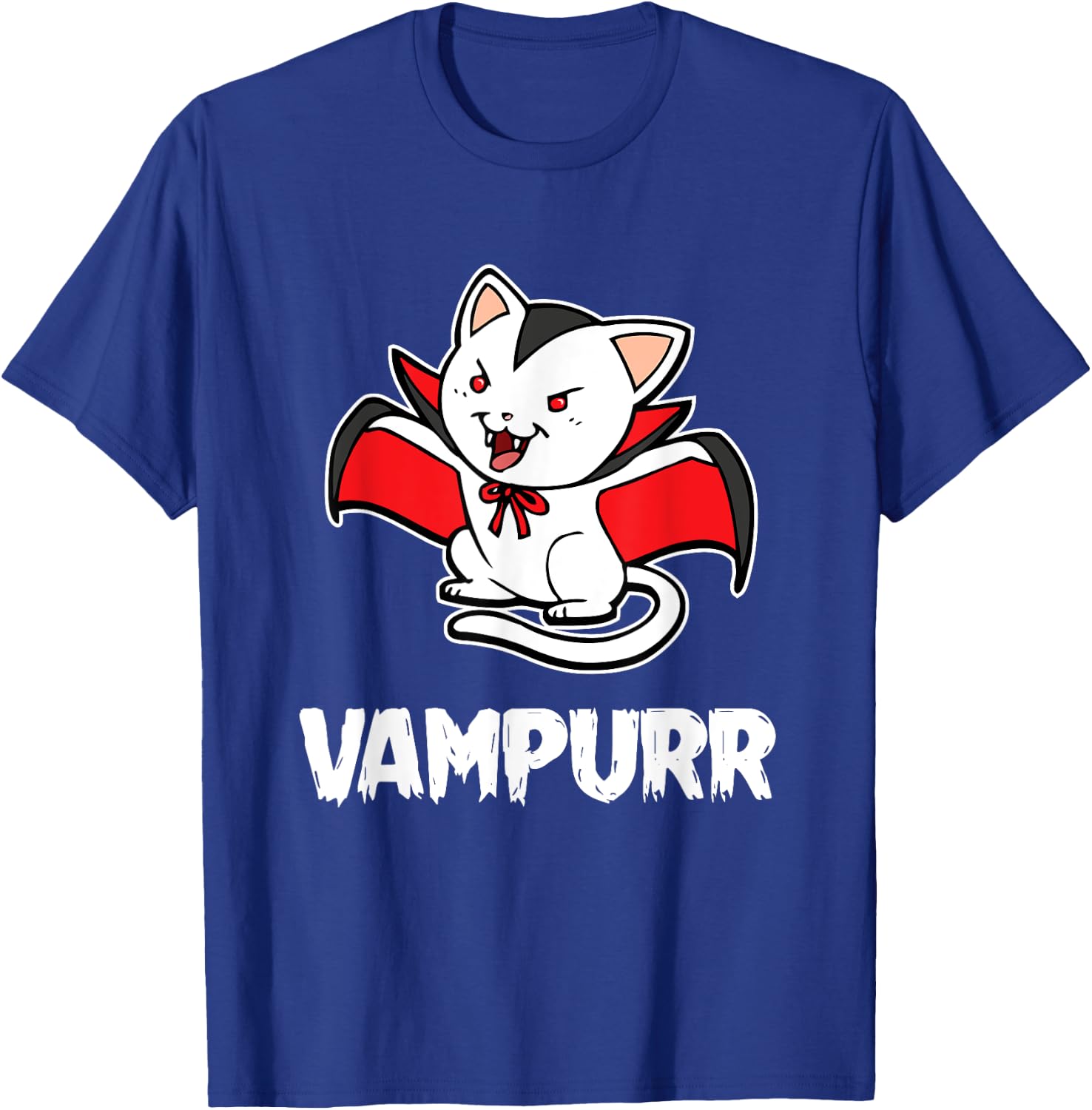 Vampurr Halloween Costume Funny Vampire Kitten Cat Dracula Men Women Kids T-Shirt - T-Shirt | Royal