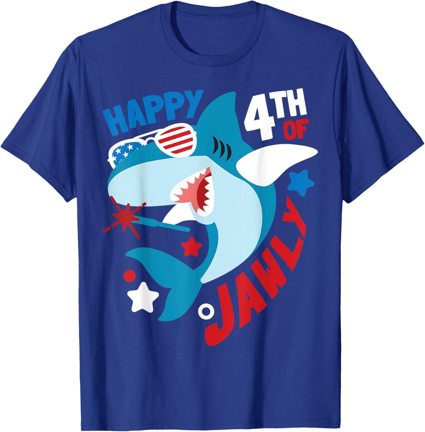 Happy 4th Of Jawly Shark Funny 4th Of July Gift T-Shirt - T-Shirt | Royal