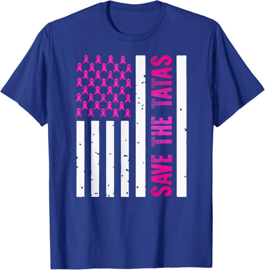 Save The Tatas Breast Cancer Awareness Pink Ribbon Family T-Shirt - T-Shirt | Royal
