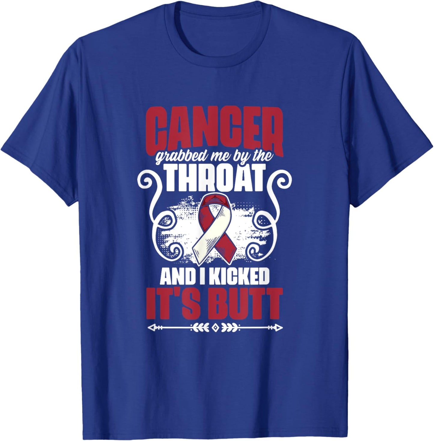 Cancer Grabbed Me By Throat Head And Neck Cancer Awareness T-Shirt - T-Shirt | Royal