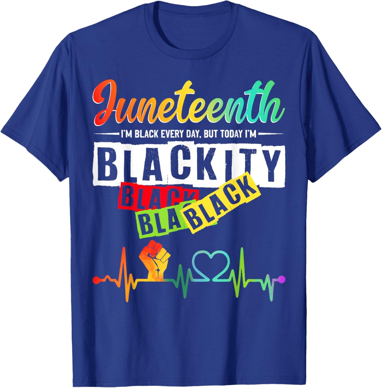Juneteenth Blackity Heartbeat Black History African America T-Shirt - T-Shirt | Royal