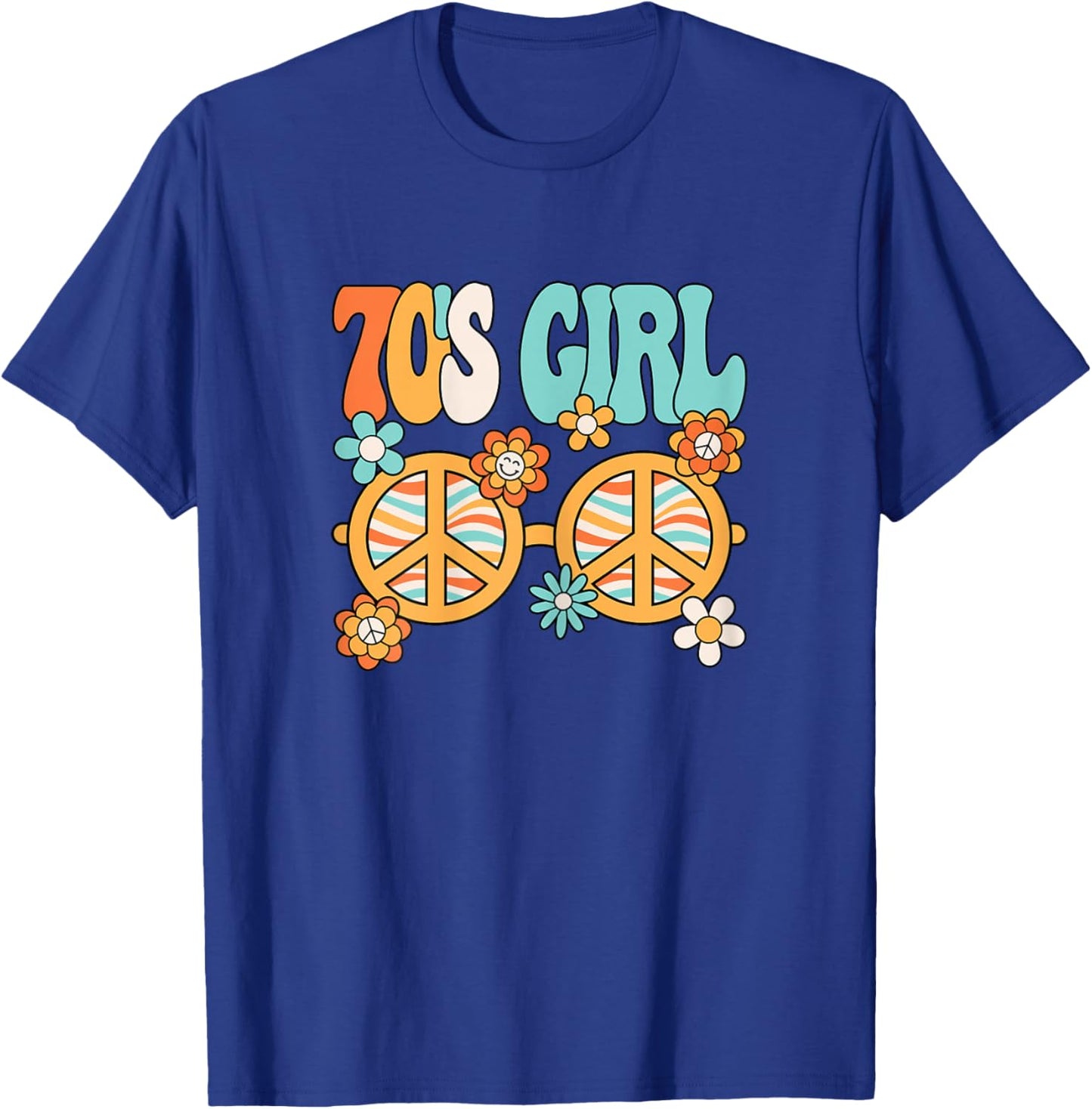 70's Girl 1970s Peace Hippie Disco Party Outfit Groovy Women T-Shirt - T-Shirt | Royal