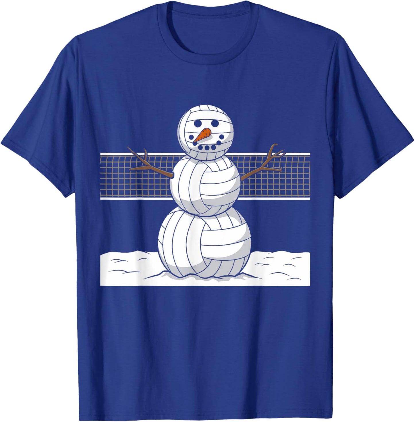 Funny Volleyball Snowman Balls Snow Winter Holiday T-Shirt - T-Shirt | Royal