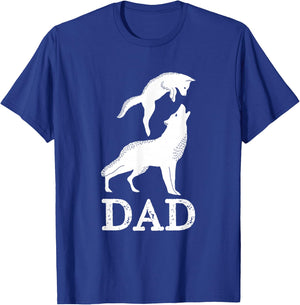 Dad Wolf & Baby Wolf and Love Family Design - Fathers Day T-Shirt - T-Shirt | Royal