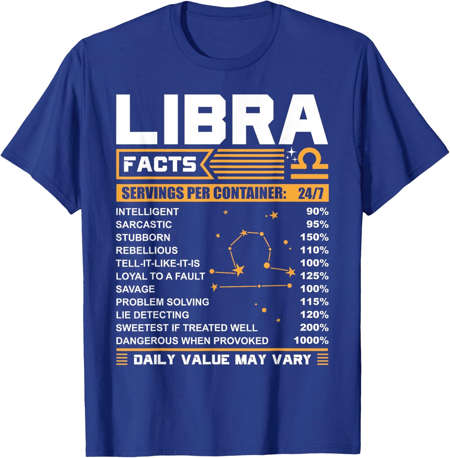 Libra Birthday Gifts - Libra Facts Funny T-Shirt - T-Shirt | Royal