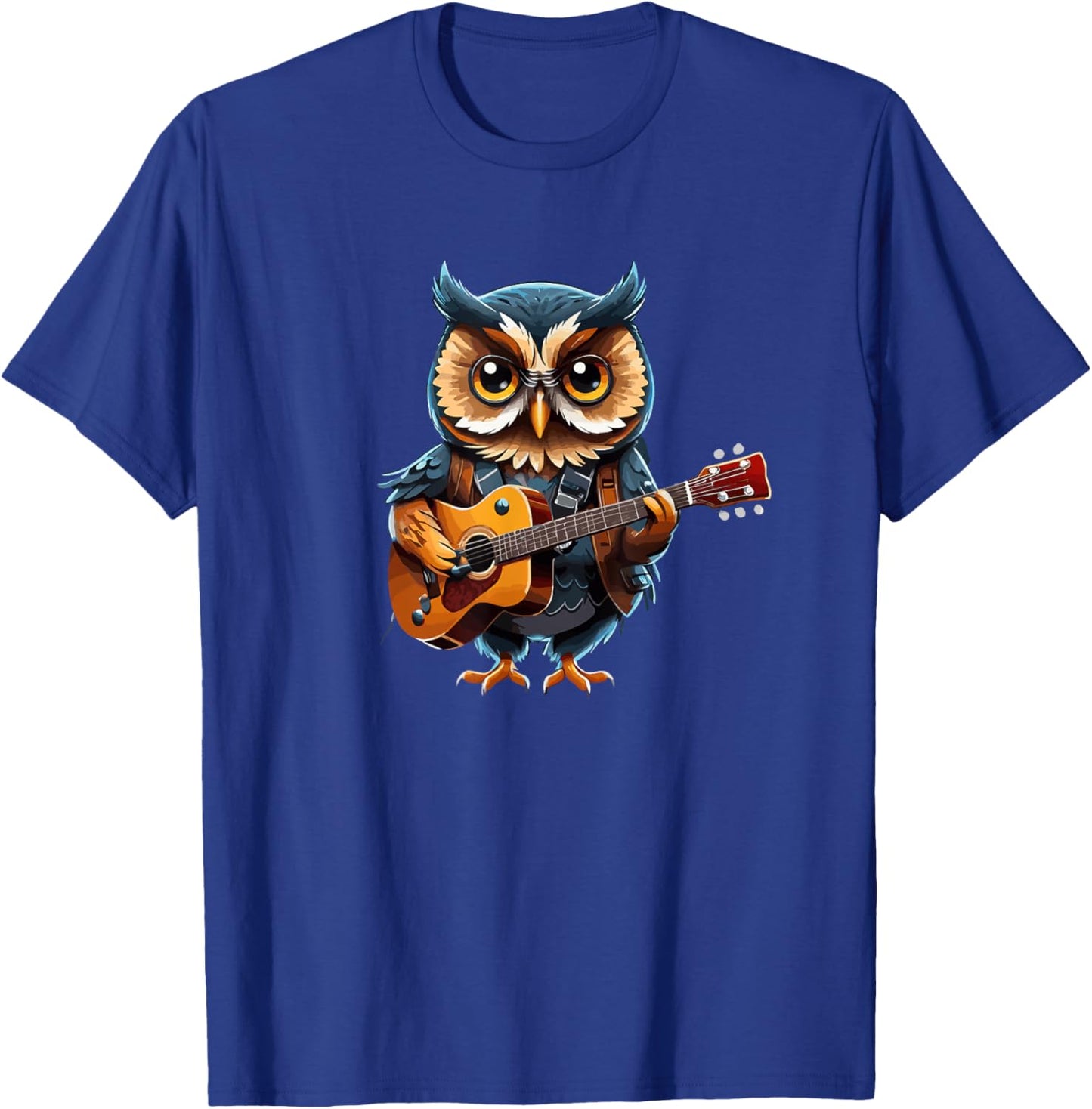 Owl playing Acoustic Guitar, Owl Guitarist T-Shirt - T-Shirt | Royal