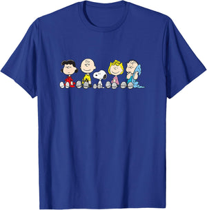 Peanuts : The Gang Sit Down - -Adults/Kids, Blue, Short Sleeve, Small, Classic Fit T-Shirt - T-Shirt | Royal
