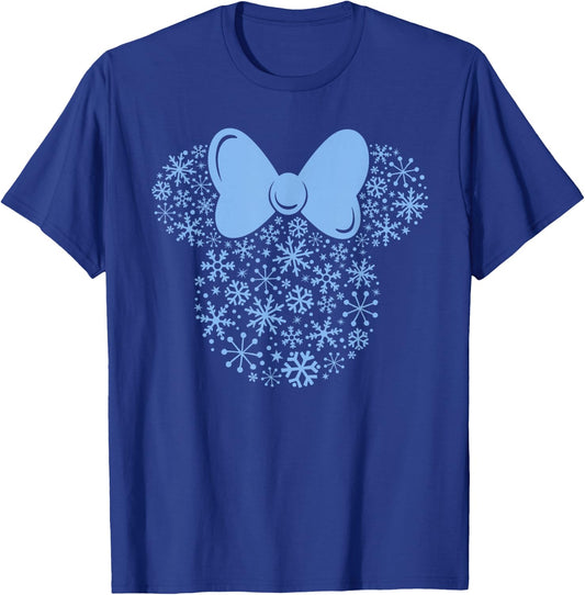 Disney Minnie Mouse Blue Snowflakes Icon Holiday T-Shirt - T-Shirt | Royal