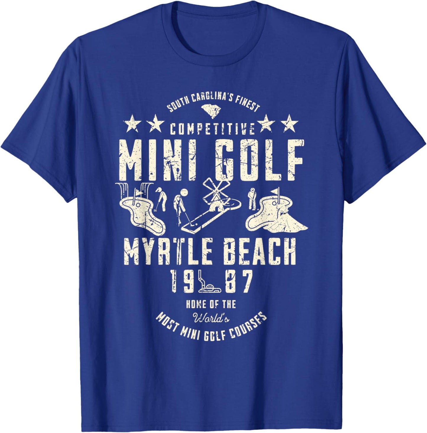 South Carolina's Finest Mini Golf Myrtle Beach 1987 Vintage T-Shirt - T-Shirt | Royal