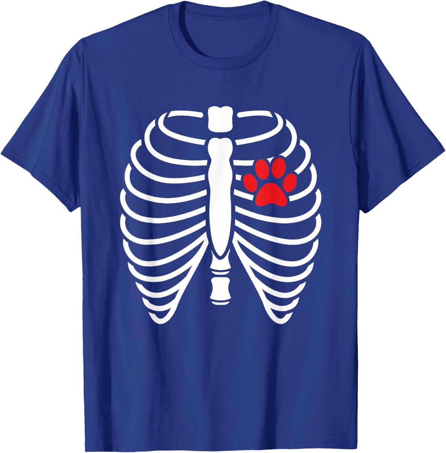 Funny Xray Halloween Costume Rib Cage Skeleton Dog Cat Paw Men Women Kids T-Shirt - T-Shirt | Royal