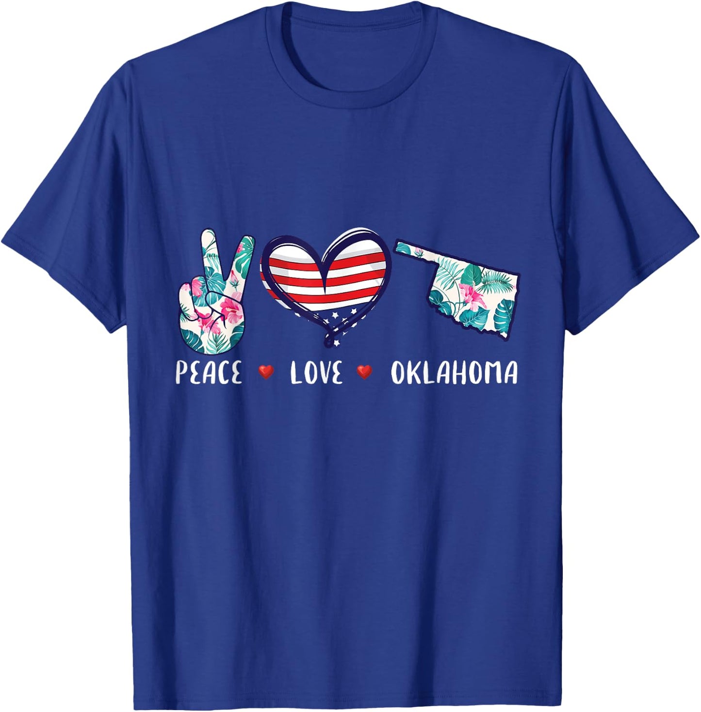 Peace love Oklahoma flag grown Souvenirs women kids T-Shirt - T-Shirt | Royal