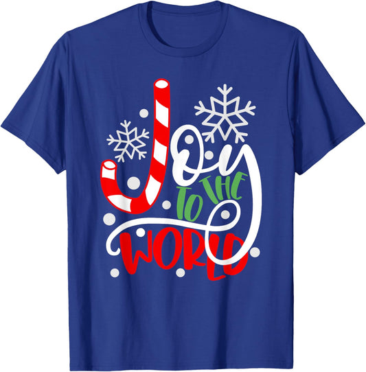 Joy to the World Candy Cane Christmas T-Shirt - T-Shirt | Royal