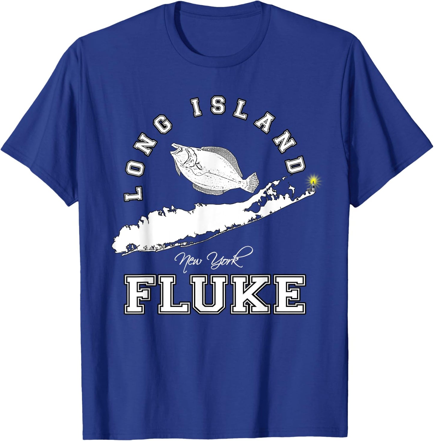 Long Island New York Fluke Fishing Graphic T-Shirt - T-Shirt | Royal