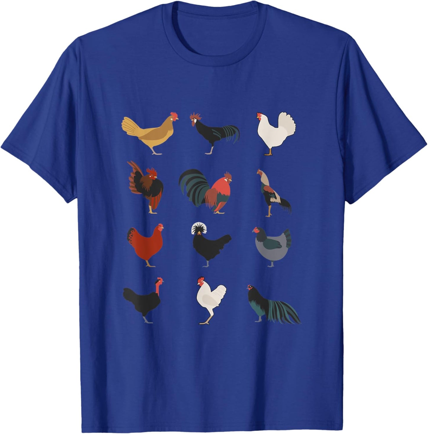 Beautiful Chickens Many Different Chicken Breeds Farming T-Shirt - T-Shirt | Royal
