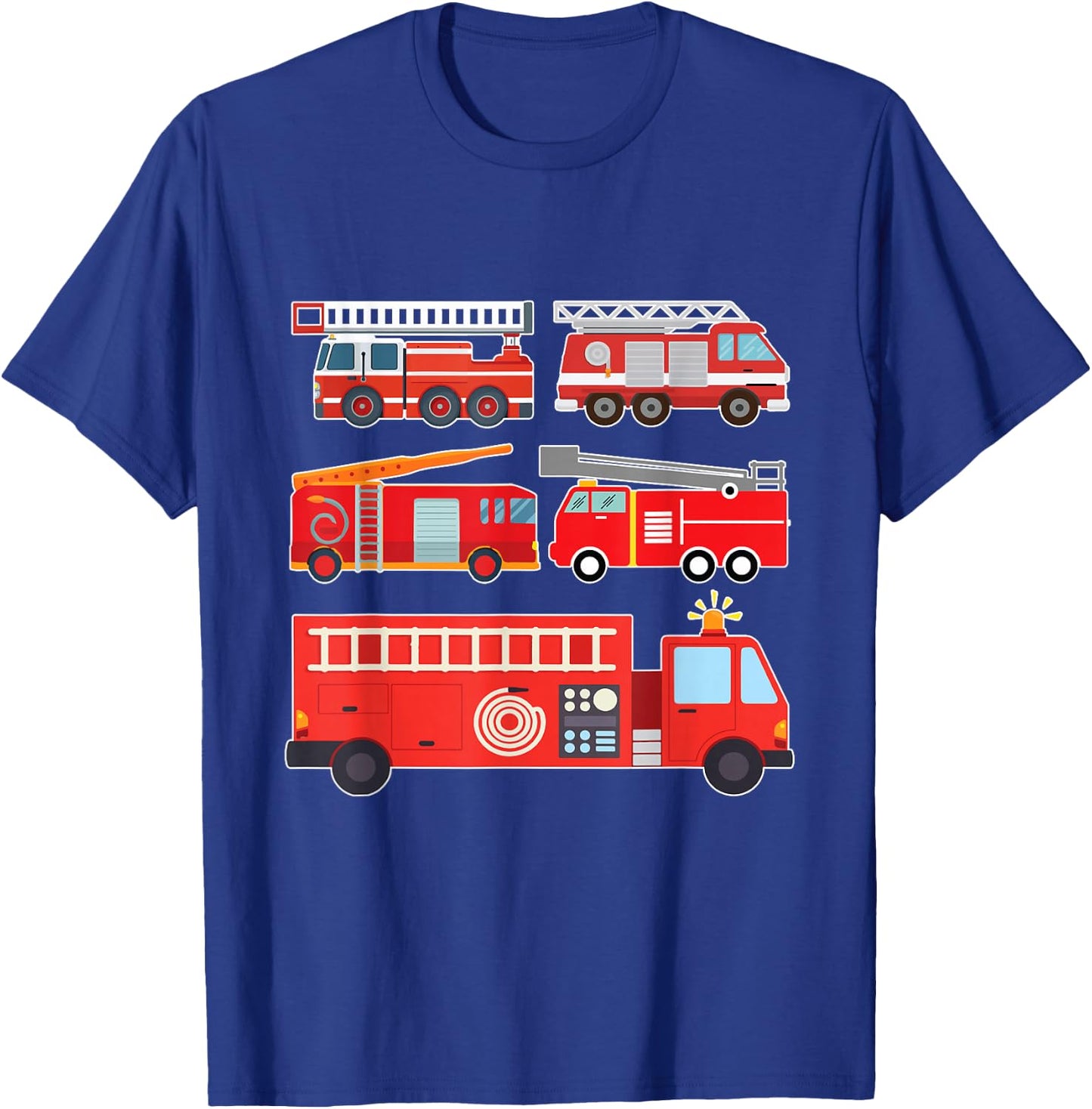 Types of Fire Engines Toddler Boy Fire Vehicles T-Shirt - T-Shirt | Royal