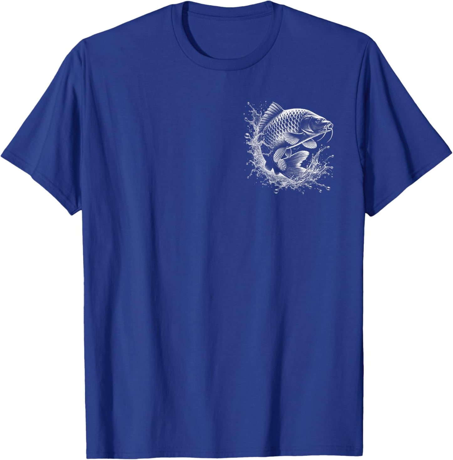 Karpfen im Sprung auf Brust - Fisch-Design für Angler T-Shirt - T-Shirt | Royal