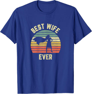 Vintage Best Wife Ever Holiday Gift Superhero Fun Graphic T-Shirt - T-Shirt | Royal