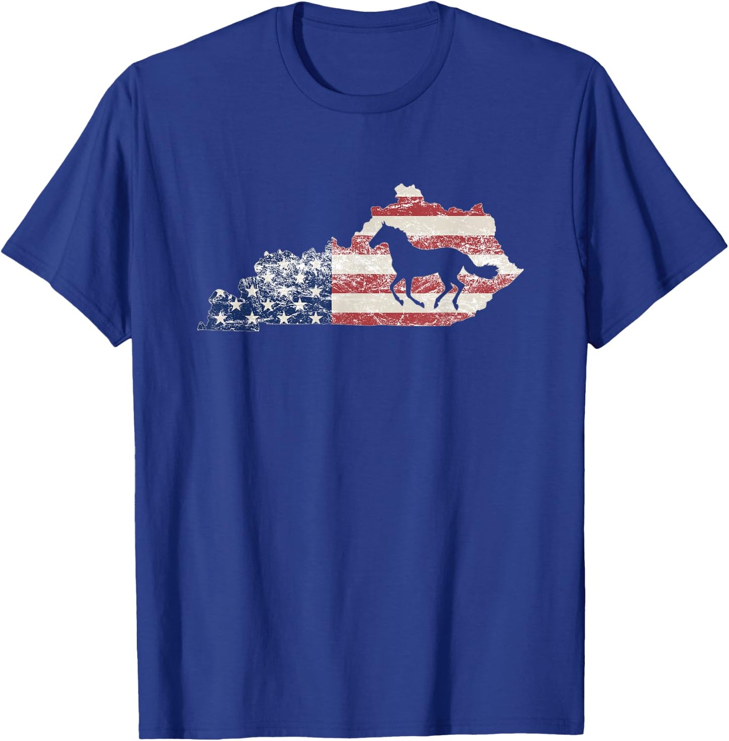 Kentucky , Kentucky Map, American Flag USA, Horse T-Shirt - T-Shirt | Royal