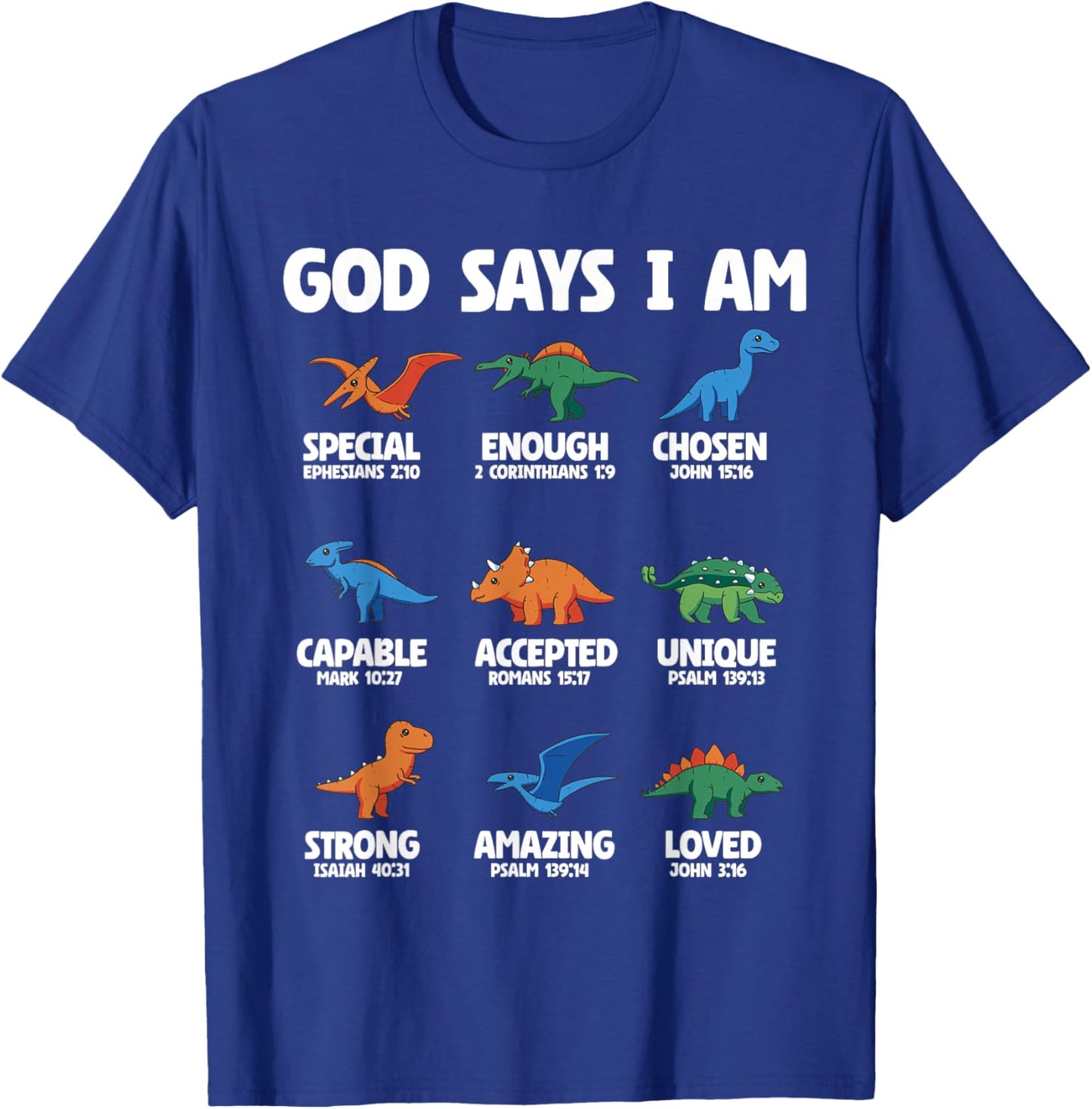 God Says I Am Dinosaur Lover Kids Boys Christian T-Shirt - T-Shirt | Royal
