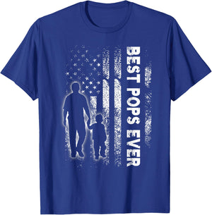 Best Pops Ever USA Flag Father's Day Grandpa Gift T-Shirt - T-Shirt | Royal