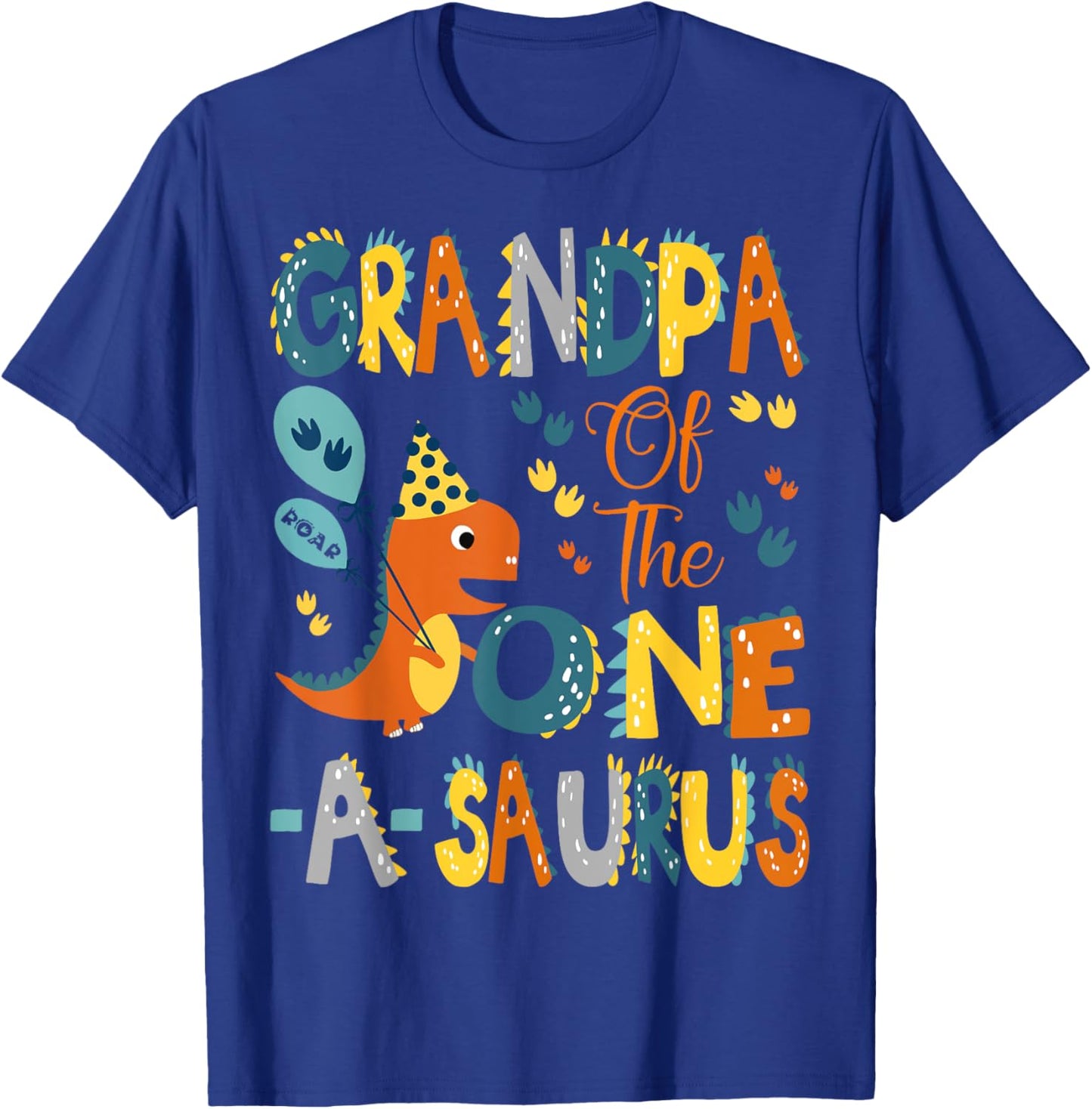Grandpa Of The One-A-Saurus 1St Birthday Dinosaur Party T-Shirt - T-Shirt | Royal