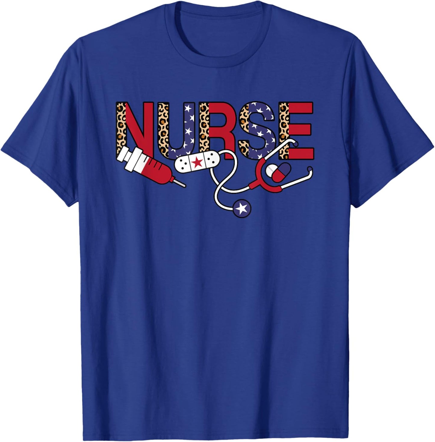4th Of July Patriotic Nurse American Flag USA Nursing Women T-Shirt - T-Shirt | Royal