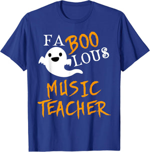 Faboolous Music Teacher Ghost Halloween Funny T-Shirt - T-Shirt | Royal