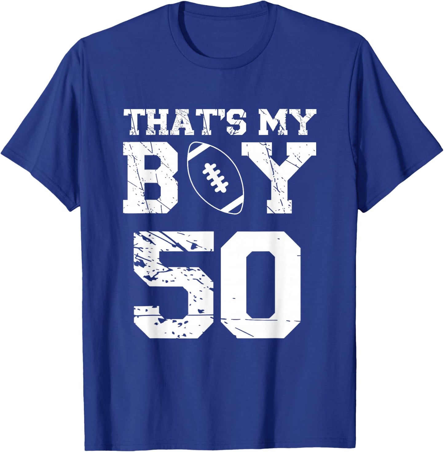 Das ist mein Junge Football Number 50 T-Shirt - T-Shirt | Royal
