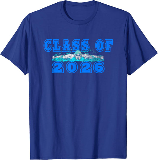 Class of 2026 Senior Swimmer Swimming Team Artwork Blue T-Shirt - T-Shirt | Royal