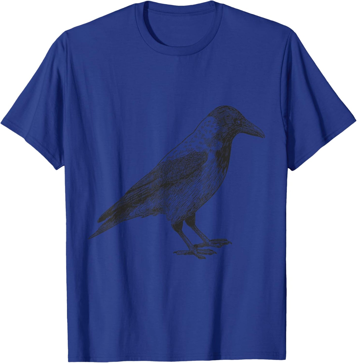 Beautiful Black Crow Raven Bird Illustration Vintage T-Shirt - T-Shirt | Royal