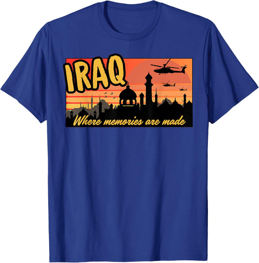 Iraq where memories are made, OIF , Military, tourist, retro T-Shirt - T-Shirt | Royal