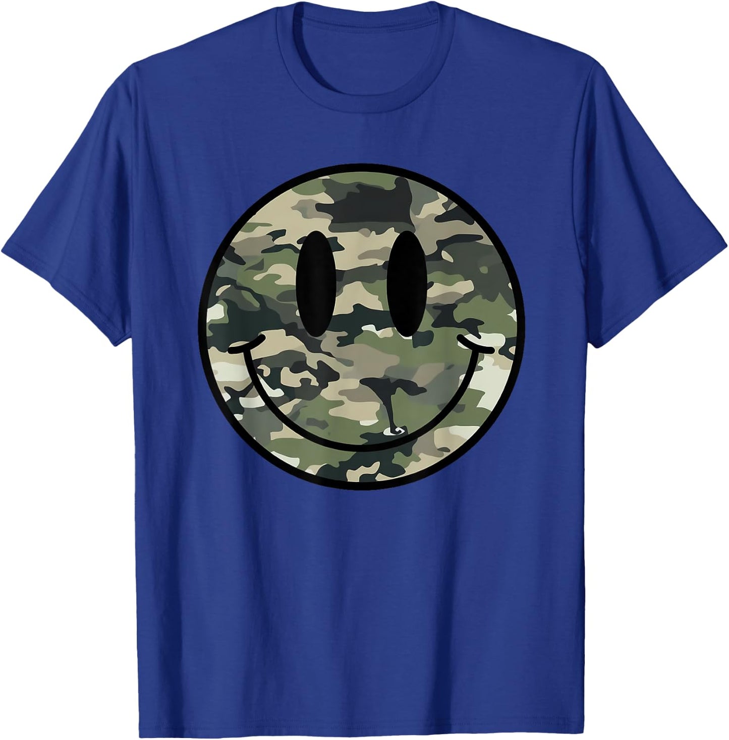 Camouflage Old Camo Happy Face T-Shirt - T-Shirt | Royal