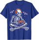 Spooky Skeleton Playing Video Games, Halloween Day Gamer T-Shirt - T-Shirt | Royal